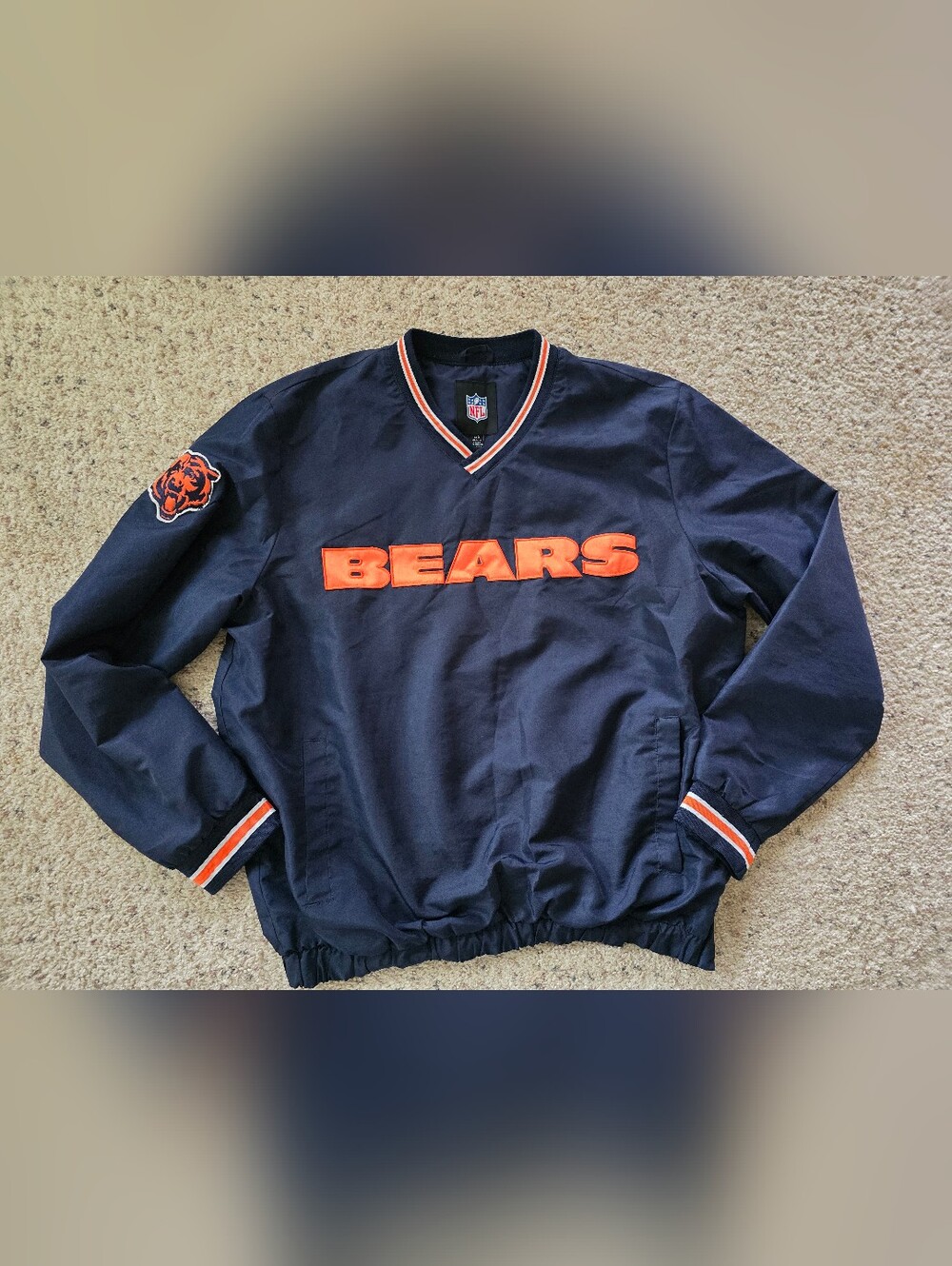 NFL Chicago Bears Navy Pullover with Orange Logo